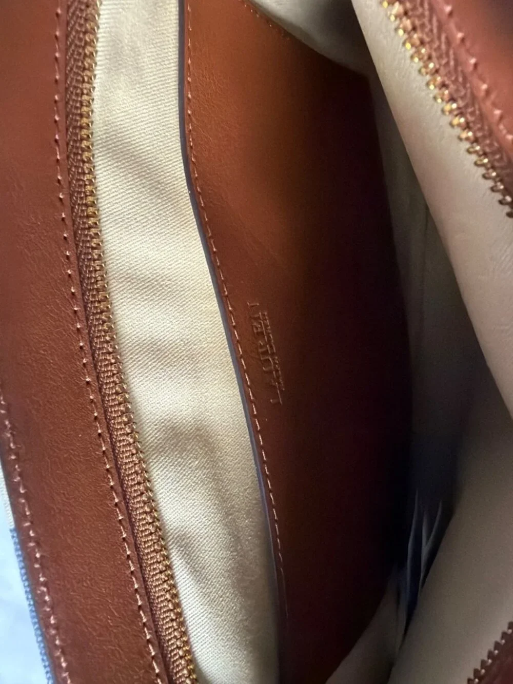 NWT Lauren Ralph Lauren Striped Canvas Leather Pouch Satchel Blue/Tan Size OS